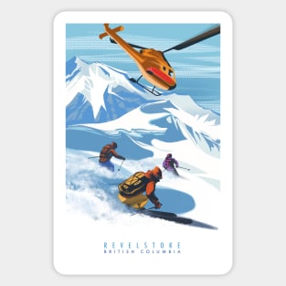 RETRO HELISKI REVELSTOKE SKI POSTER Sticker